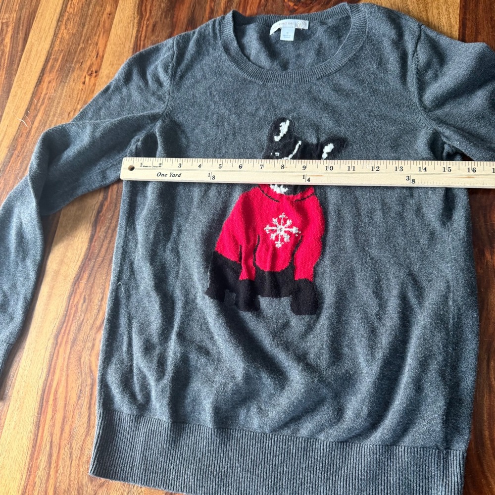 Westport 1962 Gray French Bulldog Sweater Sequin Snowflake Small - Picture 7 of 9